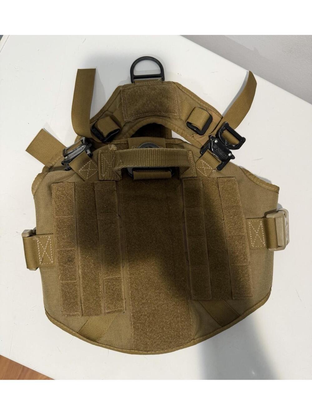ICEFANG Tactical Dog Harness, Size Medium Training Animals 2 Patch Design Brown